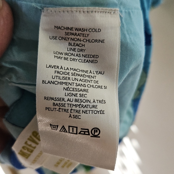 Maeve By Anthropologie Blue and Green Leaf Print Crop Top - Picture 5 of 7